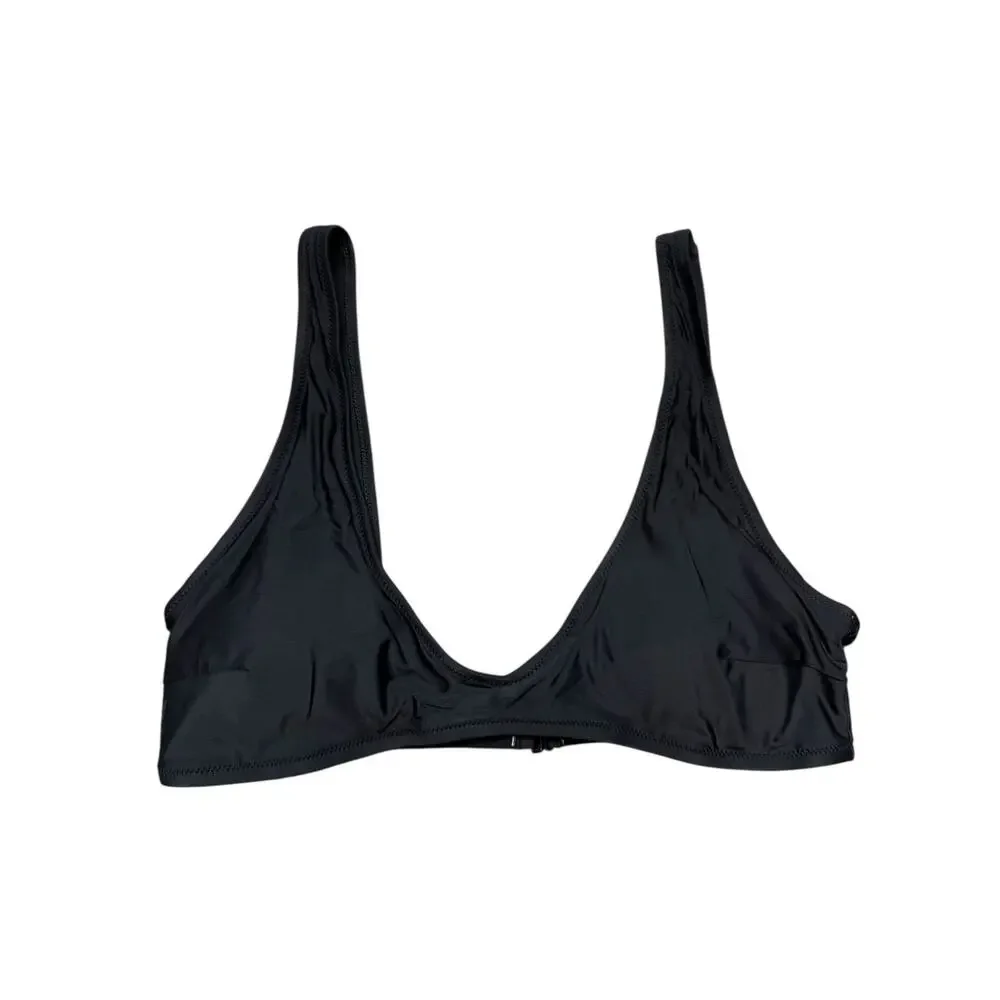 NWT Aerie Voop Plunge Bikini Top Women XL Black Minimalist Versatile